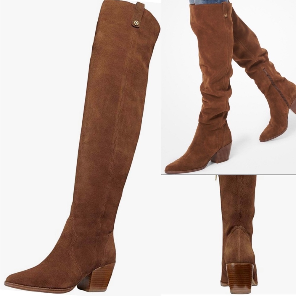 MICHAEL KORS “Bodkin” Over The Knee suede sexy brown leather Boots Size …